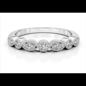 Milgrain Marquise Dot .17ctw. Diamond Wedding Band